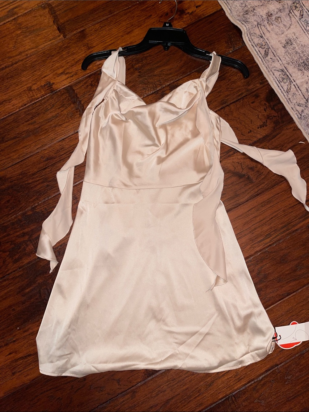 Cider Satin Mini Dress in Champagne Cream